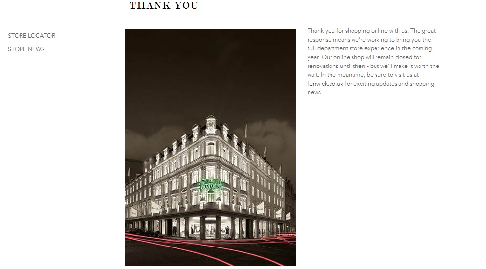 Fenwick shuts down online transactions as it overhauls site