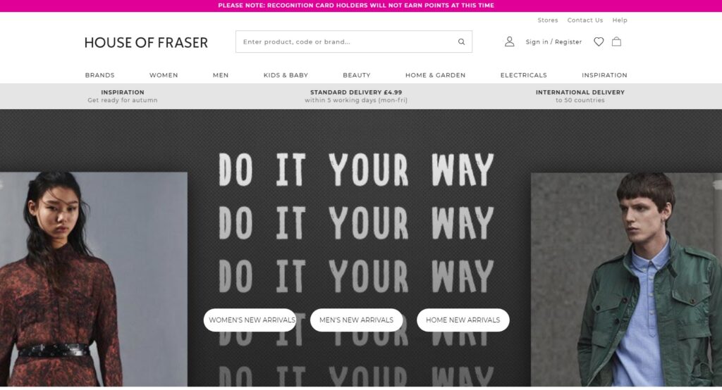 House of Fraser website back online