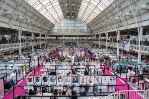 Bird's eye view of the Source London trade show held in London's Kensington Olympia