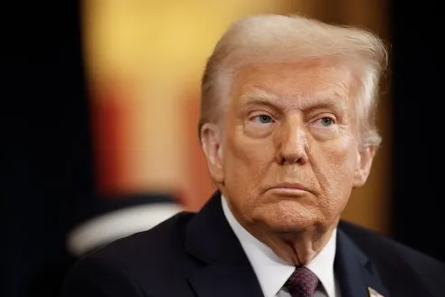 Donald Trump arrives for his inauguration ceremonies in the Rotunda of the US Capitol on January 20, 2025 in Washington.