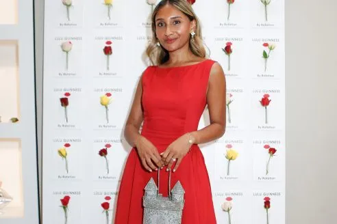 Founder Eshita Kabra at the Lulu Guinness x By Rotation Launch, carrying Lulu Guinness