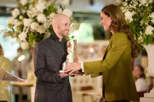 Patrick McDowell receiving QEII Award in May 2025 from Princess of Wales Kate Middleton