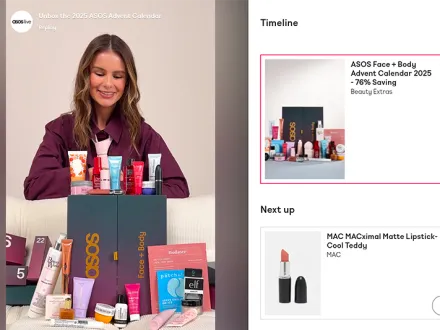 Asos Live screenshot of a beauty unboxing guide