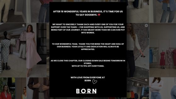 Irish retail chain Born Clothing closes after 16 years