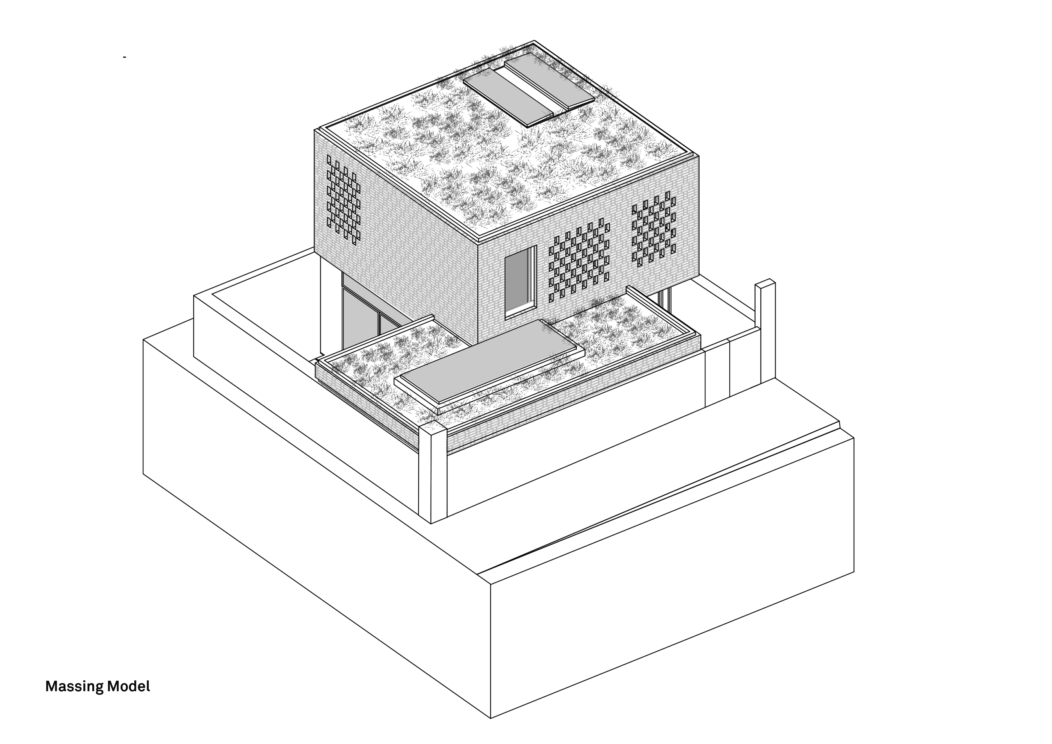 Aperture House by Paul Archer uses perforated brickwork as privacy screen