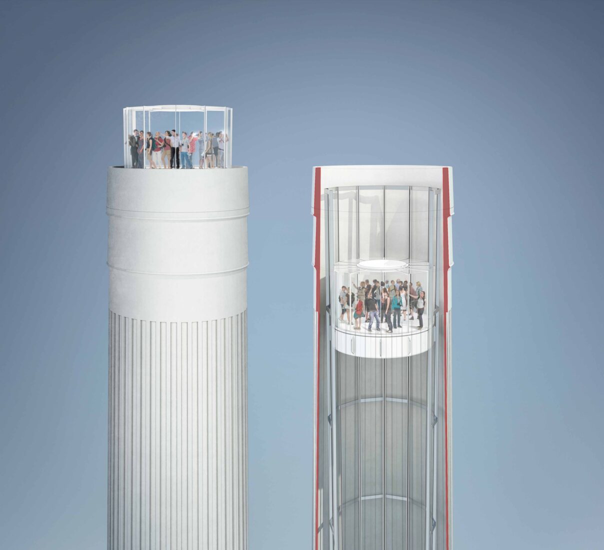 WilkinsonEyre’s Battersea Power Station chimney ‘great glass elevator