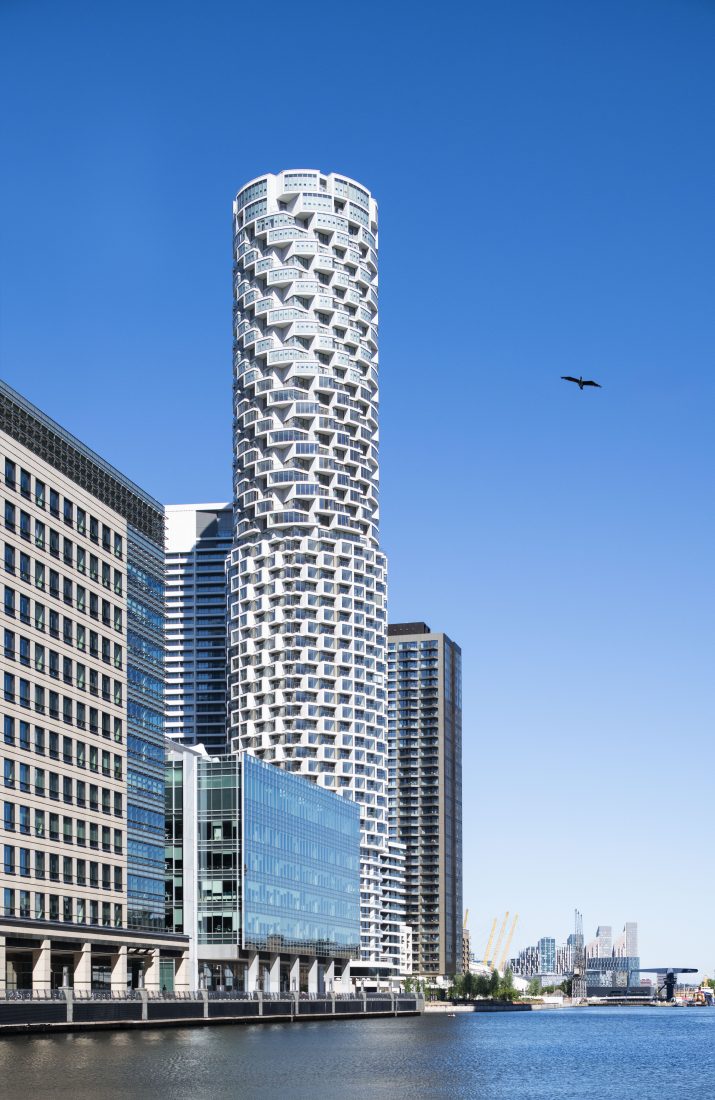 Herzog & de Meuron’s Canary Wharf highrise apartments near completion