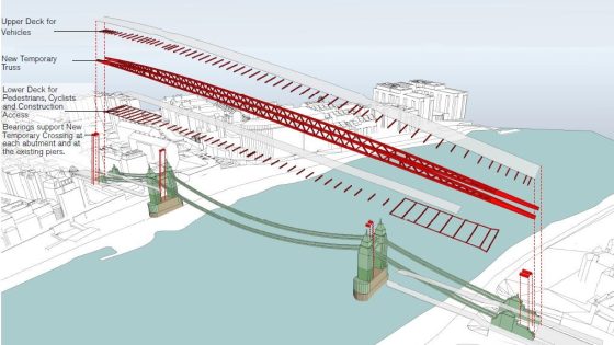 Bridge Exploded Axo Foster + Partners designs double-decker temporary fix for Hammersmith ...