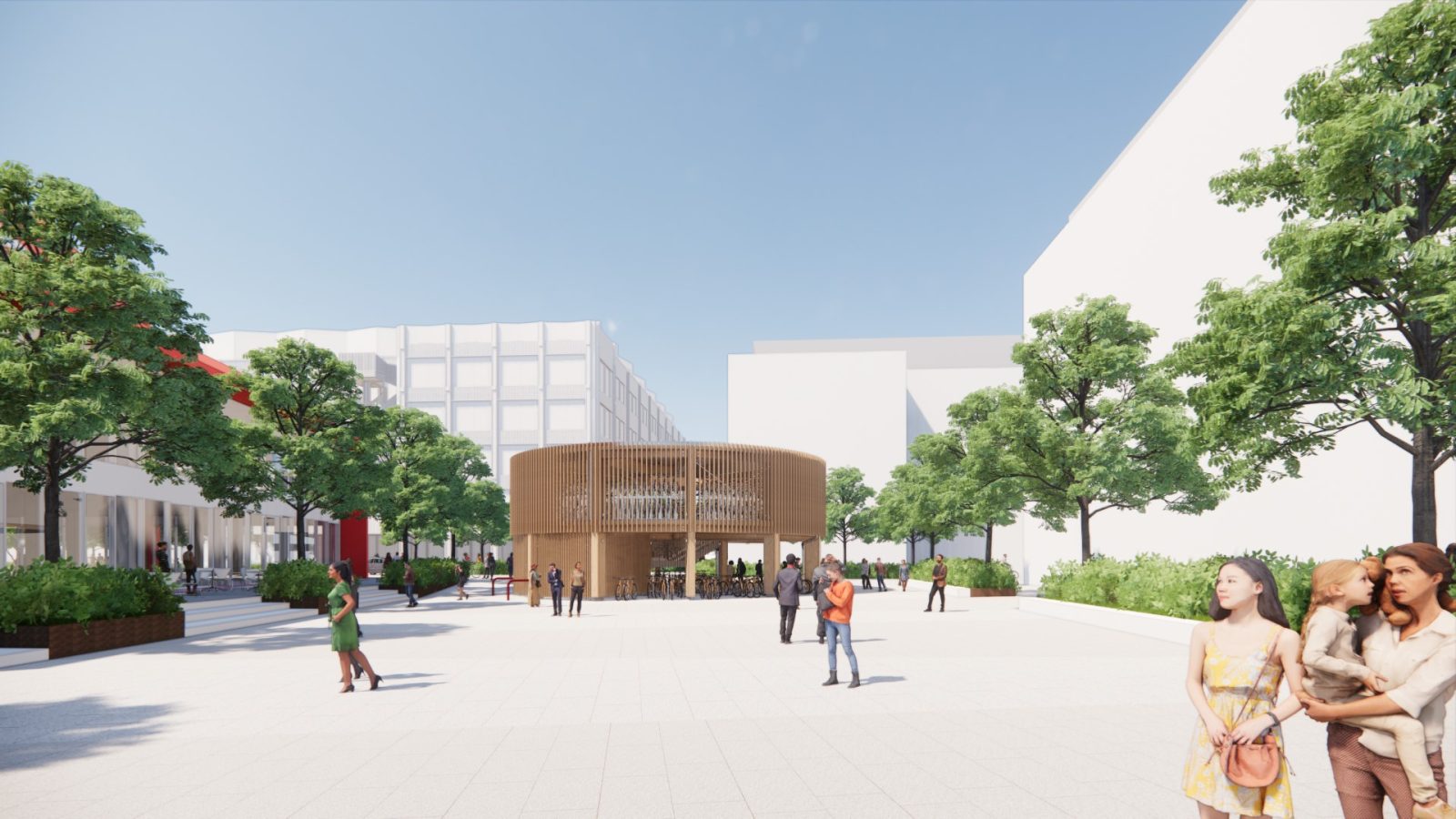 Fletcher Priest wins approval for timber cycle pavilion in Oxford