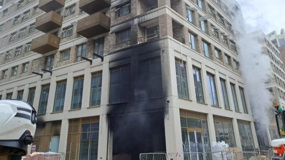 Seven taken to hospital after fire on Hawkins\Brown site