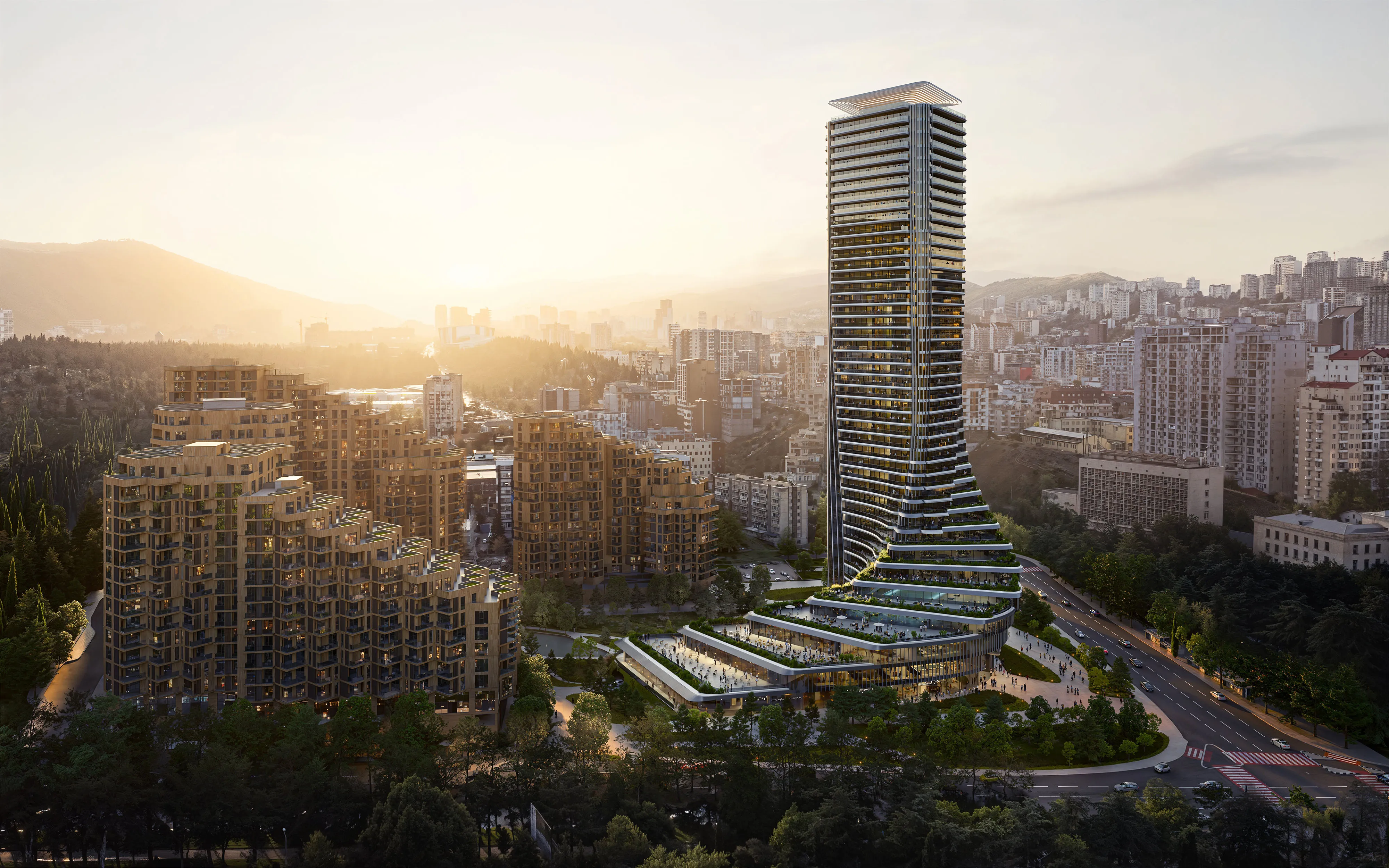 ZHA unveils plans for twisting tower on former Soviet military HQ in Tbilisi